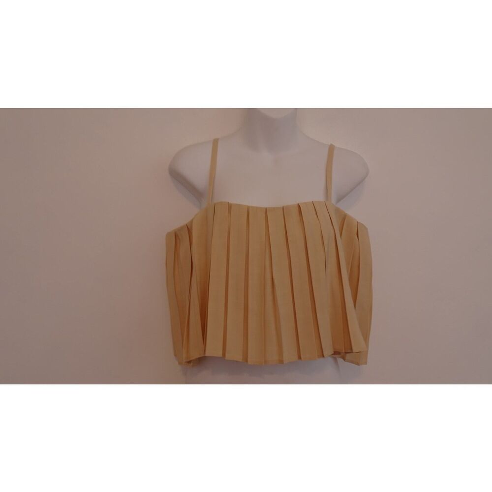 The Femm WOmen's JOJO Pleated Crop Top Sz XS TAN NWT 298